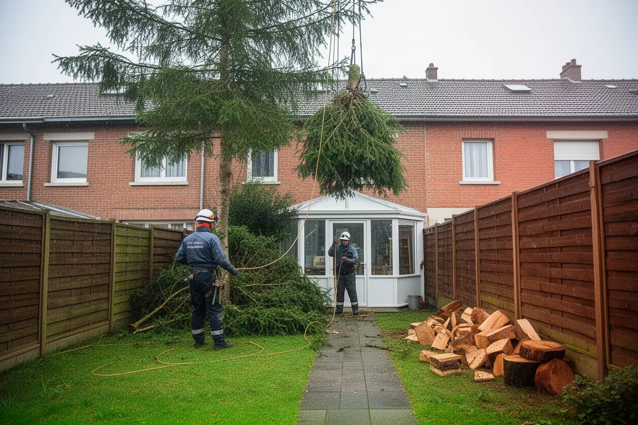 Abattage contrôlé près d’une maison à Camon