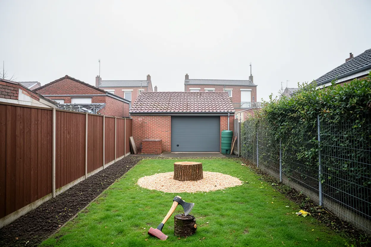 Jardin dégagé après abattage complet à Amiens