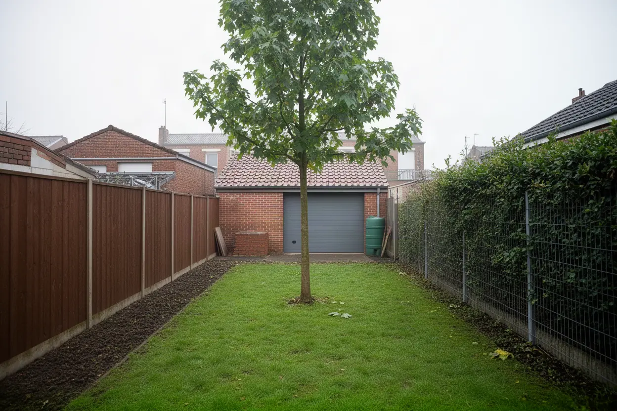 Arbre enclavé avant démontage sécurisé à Amiens